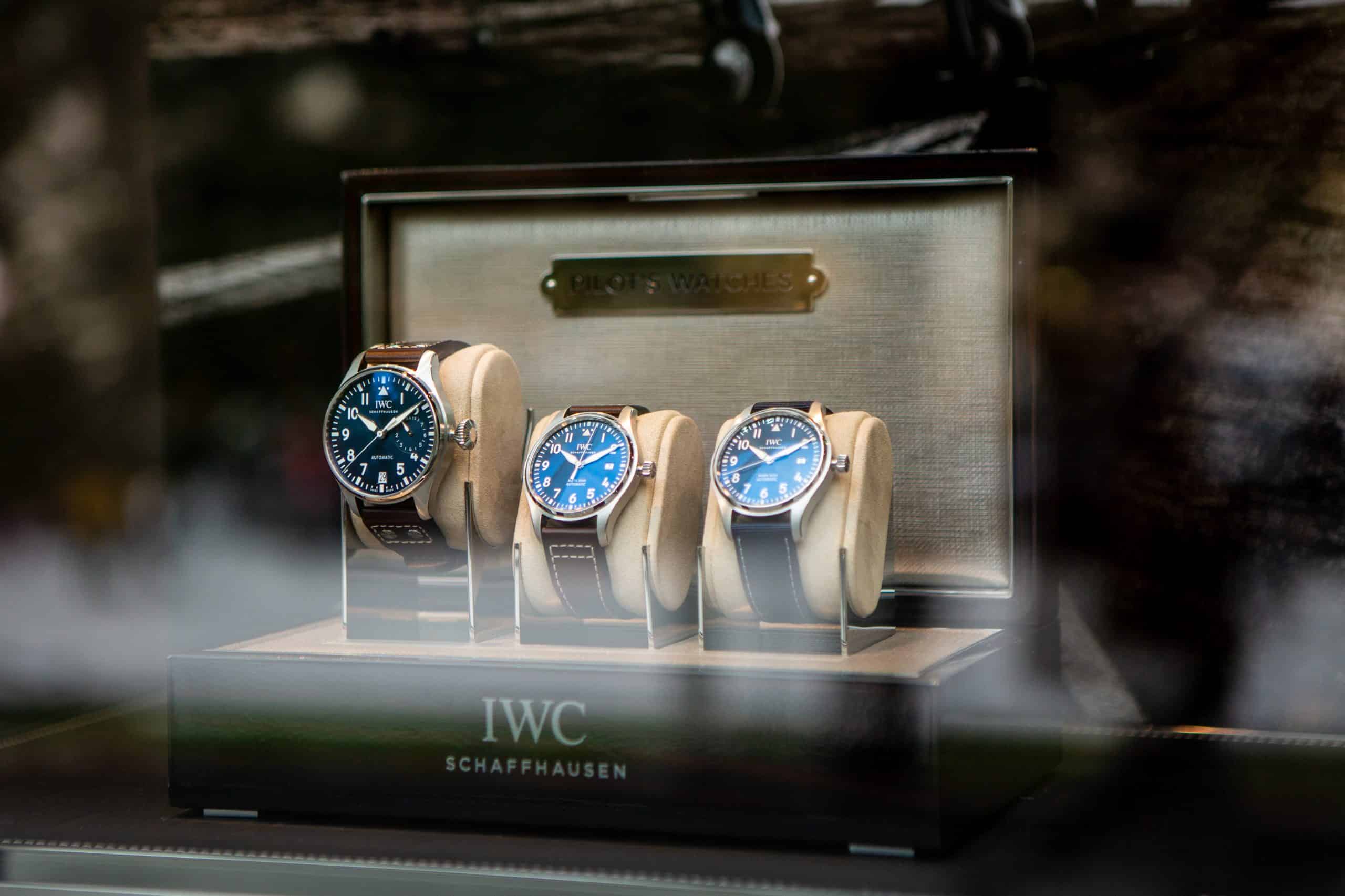 Iwc watches in the window of a store